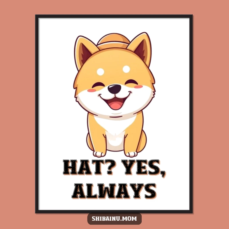 Instant Funny Shiba Inu Hat Digital Art - Silly Dog Download, Gift