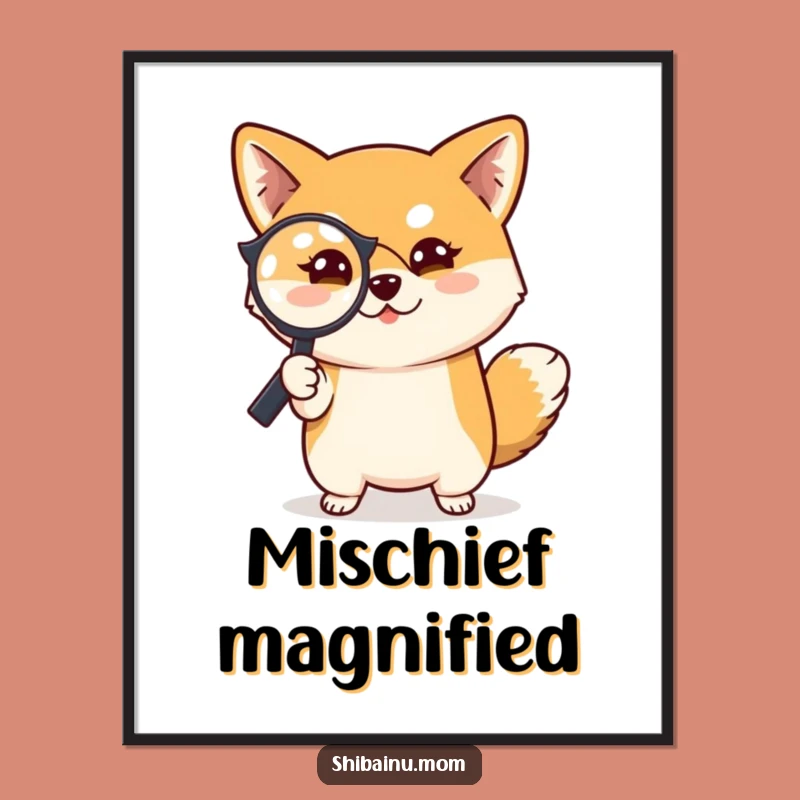 Funny Shiba Inu Digital Art: Detective Mischief Wall Decor