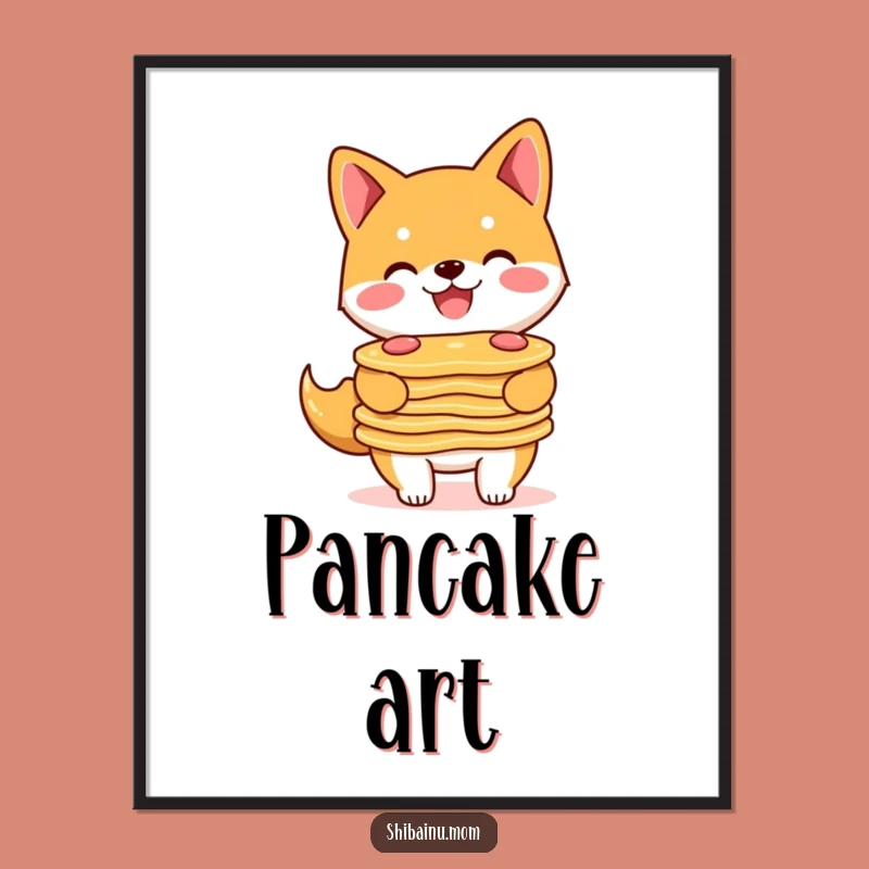 Funny Shiba Inu Pancake Digital Art: Instant Breakfast Smiles!