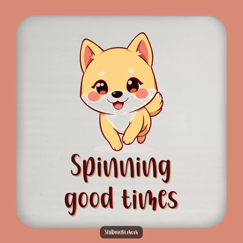 Funny Shiba Inu Big Eyes Winking Tail Chase Coaster Set, Humorous Table Protection