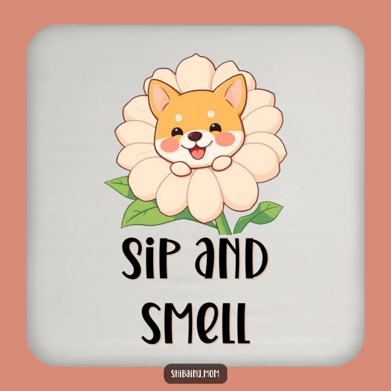 Funny Shiba Inu Flower Coaster: Cute Dog Peeking Drink Saver, Hilarious Gift