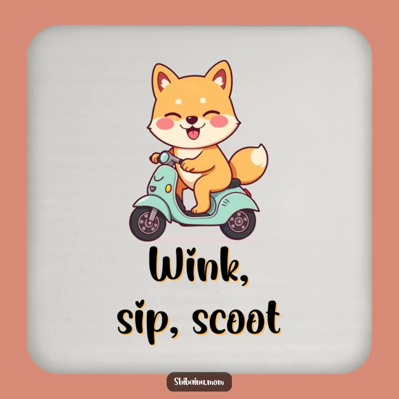 Funny Shiba Inu Scooter Coaster Set - Protect Surfaces with Dog Art, Gift