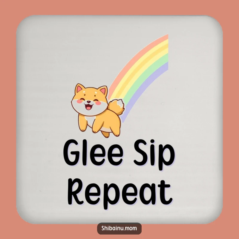 Funny Giggling Shiba Inu Coaster - Rainbow Sliding Drink Protector