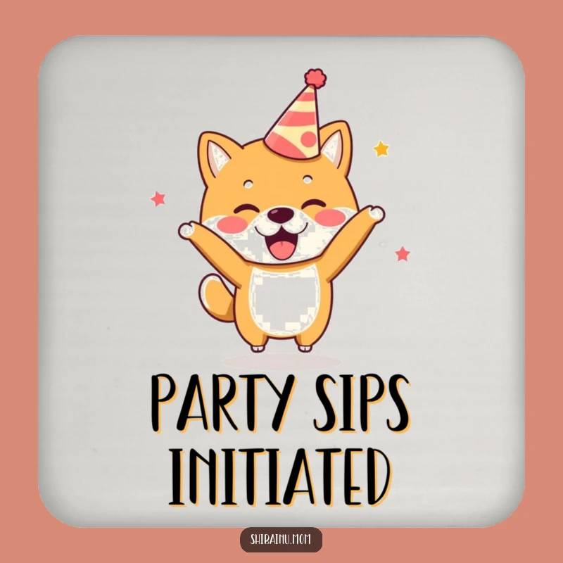 Funny Kawaii Shiba Inu Party Coaster: Excited Dog, Humorous Gift