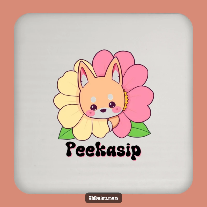 Funny Shibainu Flower Peek Coaster, Cute Hidden Dog Drink Accessory, Perfect Funny Gift