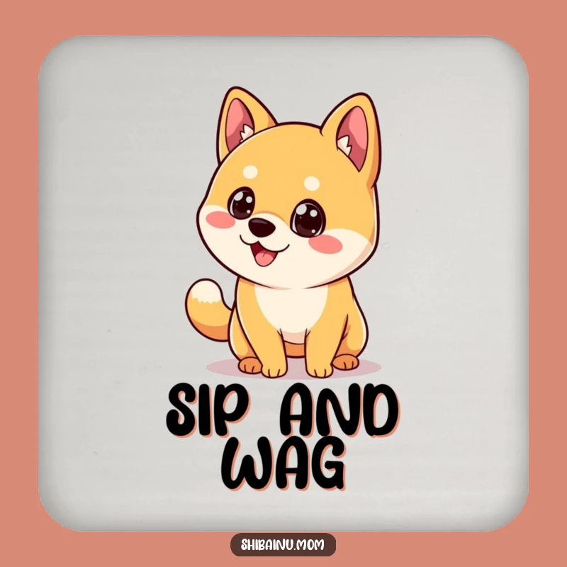 Funny Kawaii Shiba Inu Coaster: Happy Wagging Tail Dog, Humorous Gift