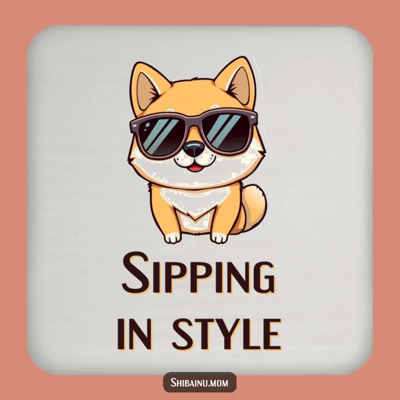 Funny Cool Shiba Inu Sunglasses Coaster - Chic Drink Protection