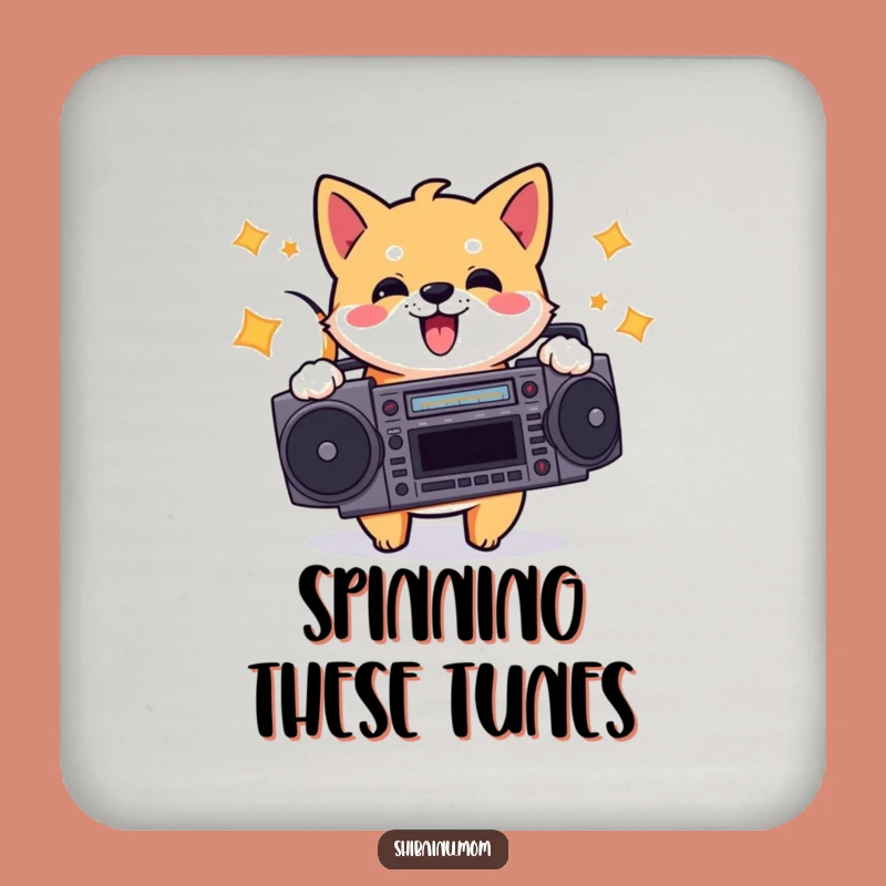 Funny Shiba Inu Boombox Coaster - Protect Surfaces with Groovy Pup Charm