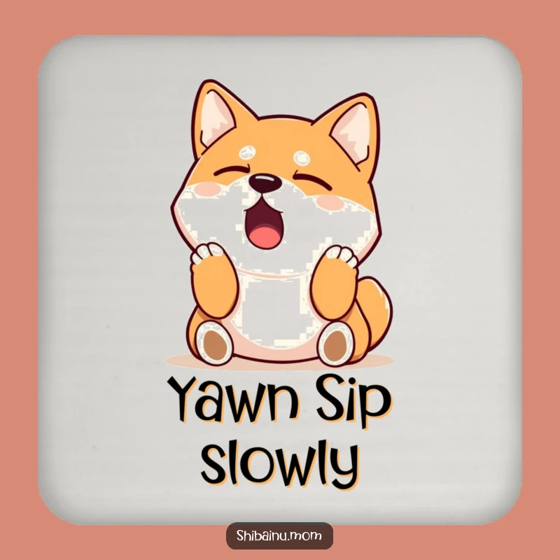Funny Sleepy Shiba Inu Coaster - Yawning Dog Drink Protector