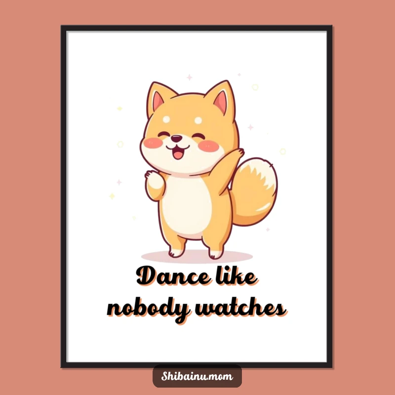 Funny Shiba Inu Dance Poster: Sparkly Pooch Art, Jiggy Decor!
