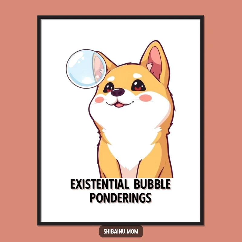 Funny Shiba Inu Bubble Poster: Cheerful Curiosity to Brighten Your Walls