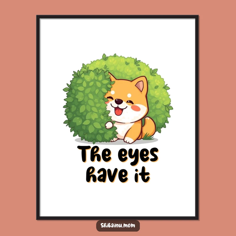 Funny Kawaii Shiba Inu Peeking Poster: Giggling Pup for Playful Decor!