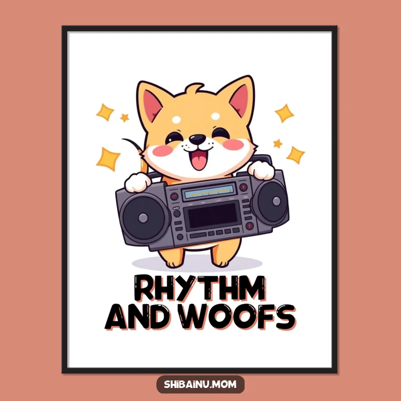 Funny Shiba Inu Boombox Poster - Retro Music Art & Pup Gift Idea