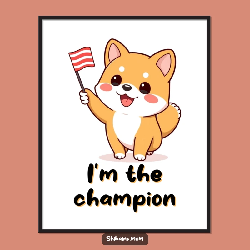 Funny Shiba Inu Flag Poster: Enthusiastic Cheers for Your Walls