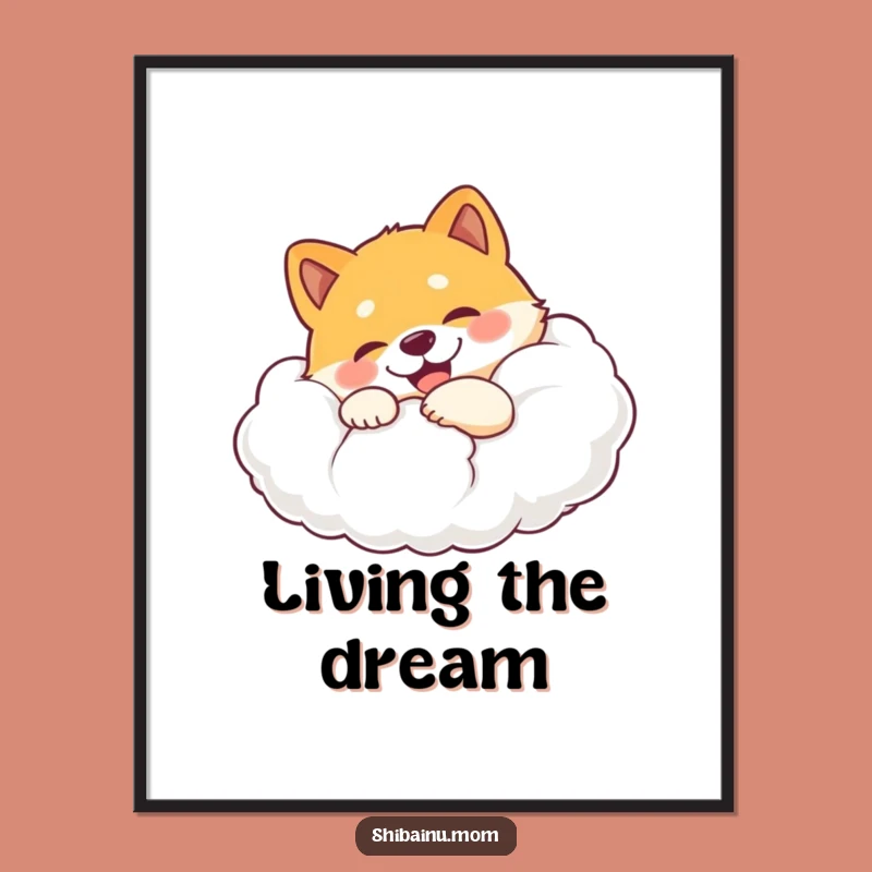 Funny Shiba Inu Cloud Hug Poster - Whimsical Wall Art