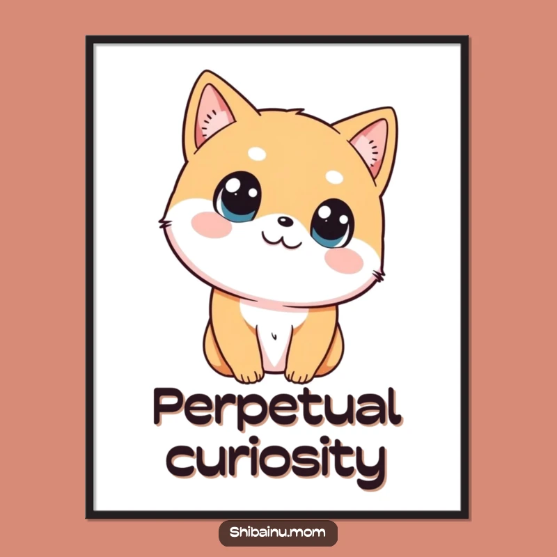 Funny Shibainu Head Tilt Poster, Curious Dog Art Print, Perfect Funny Gift