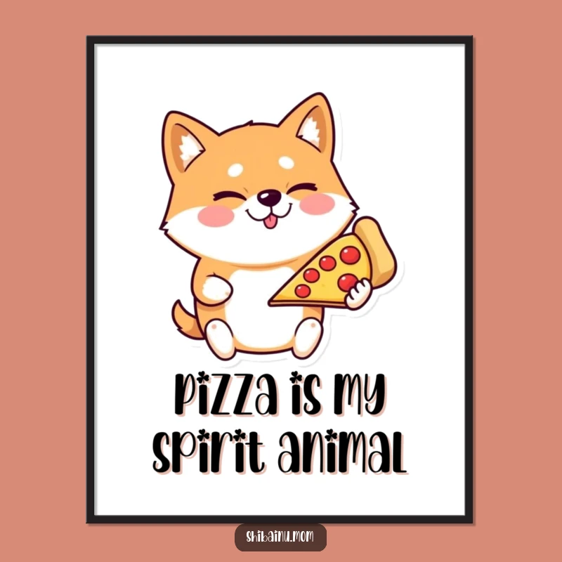 Funny Shiba Inu Pizza Poster - Hilarious Wall Art for Dog Lovers Gift