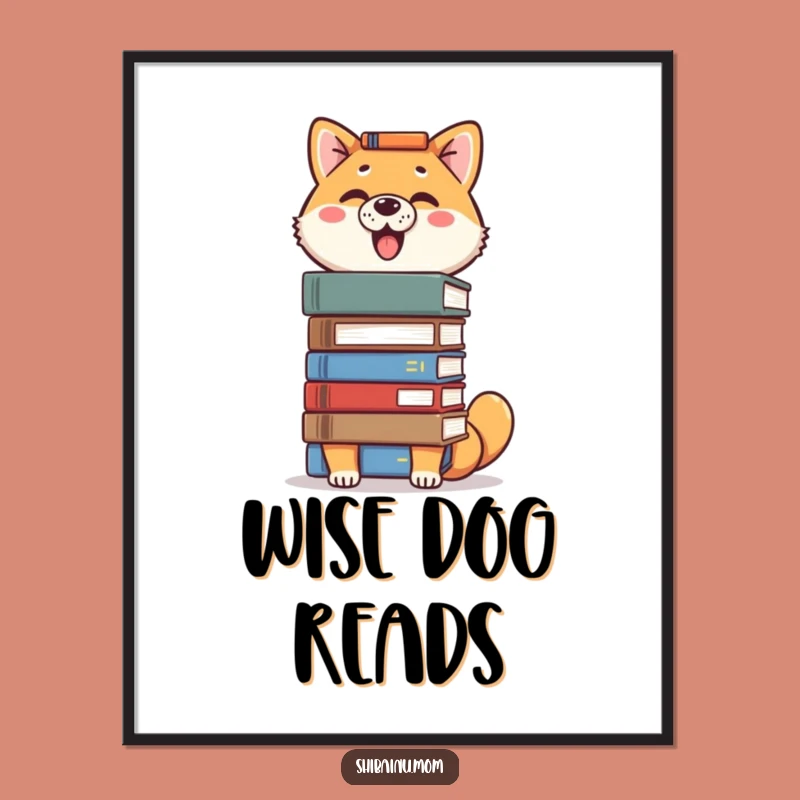 Funny Proud Shiba Inu Poster - Book Balancing Dog Art Print