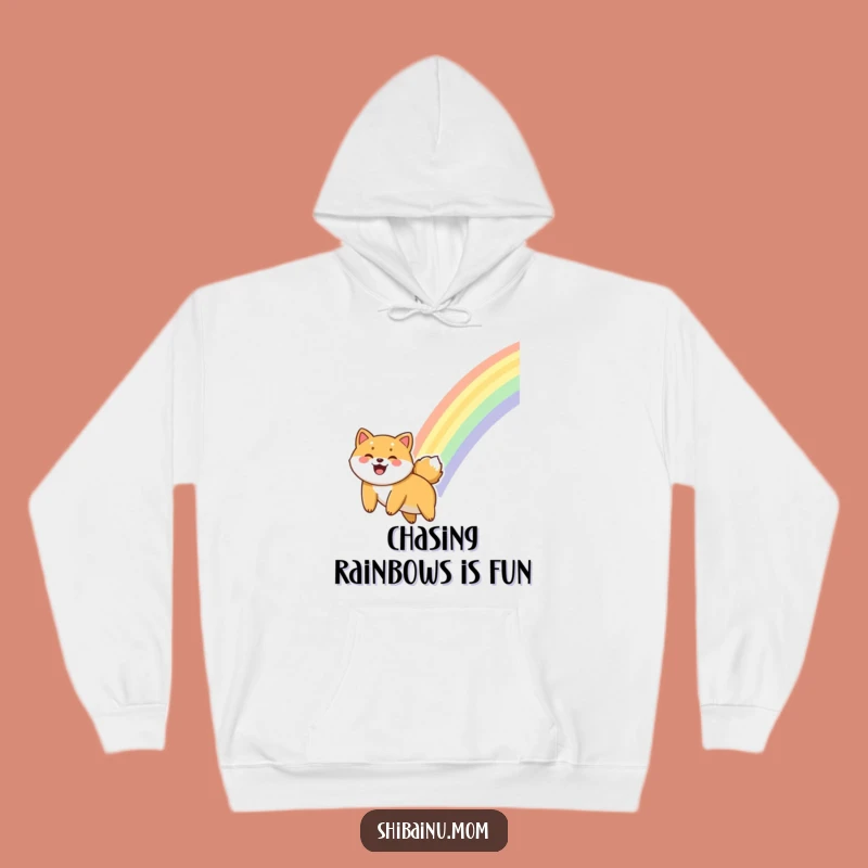 Funny Giggling Shiba Inu Hoodie - Rainbow Sliding Dog Cozy Sweatshirt