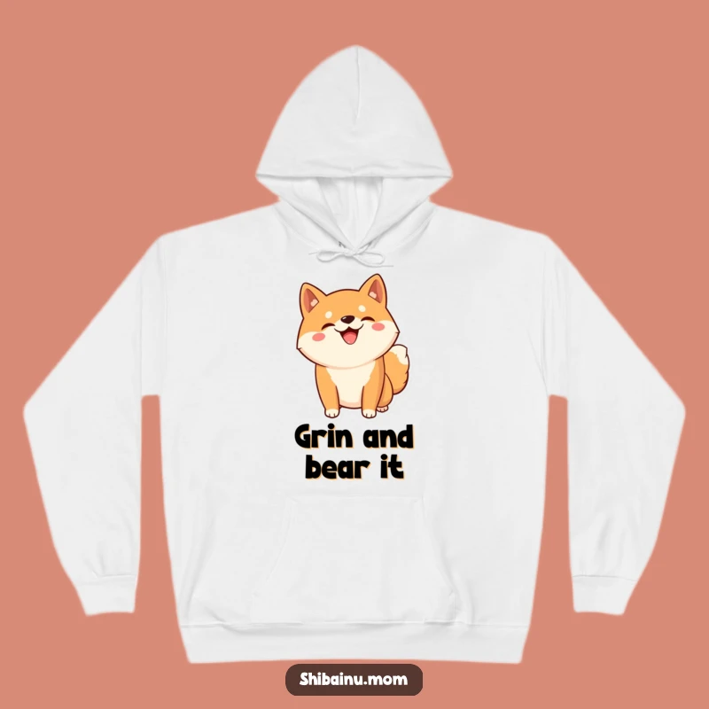 Comfy Funny Kawaii Shiba Inu Hoodie - Grinning Dog Pose