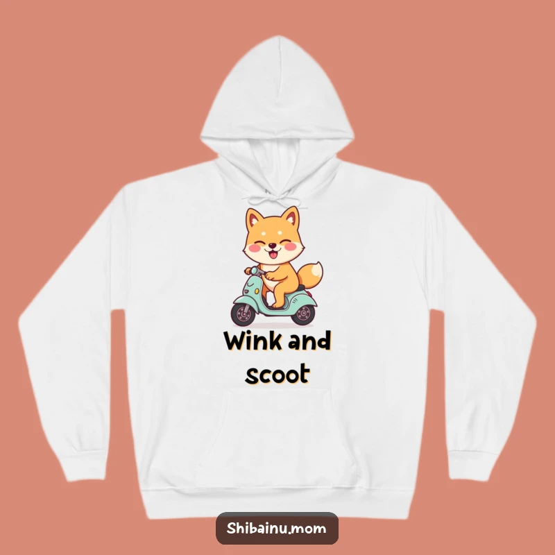 Cozy Funny Shiba Inu Scooter Hoodie - Winking Dog Art, Best Gift
