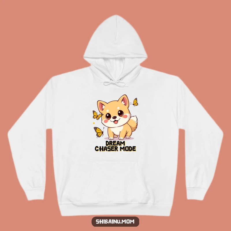 Cozy Kawaii Shiba Inu Butterfly Chase Hoodie - Warmth Meets Adorable Fun