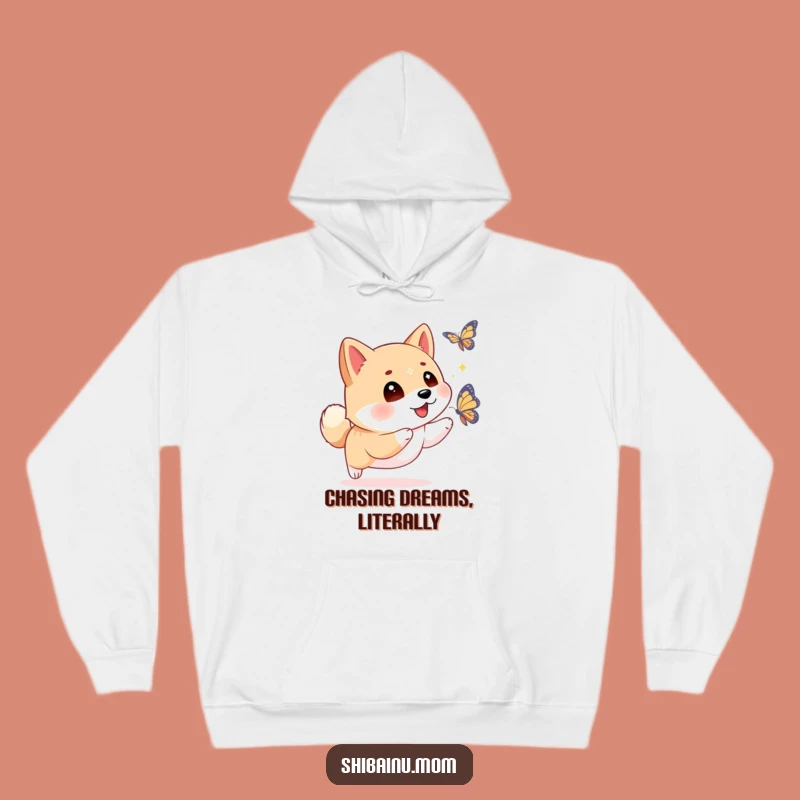 Funny Shiba Inu Butterfly Hoodie: Sparkling Eyes, Cozy Chase, Warm Dog Apparel