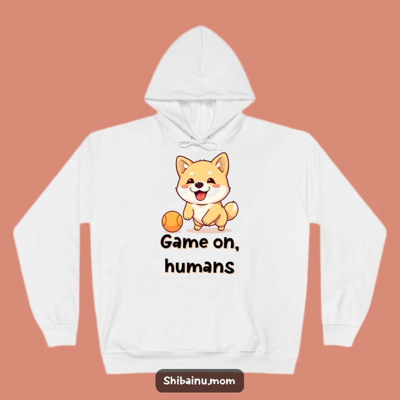 Funny Shiba Inu Dribbling Ball Hoodie: Cozy Floppy Ears Dog, Hilarious Gift