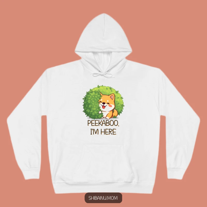 Funny Kawaii Shiba Inu Peeking Hoodie: Giggling Pup, Cozy & Playful Gift!