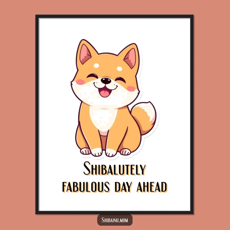 Free Printable Kawaii Shiba Inu Wall Art: Big Ears, Happy Tail Wiggle, Funny Downloadable Art
