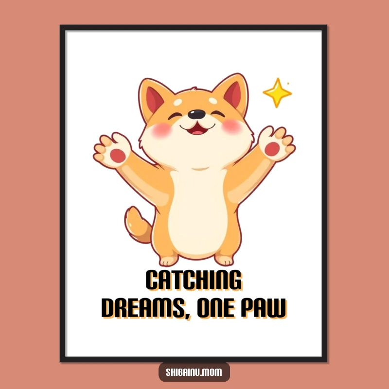 Free Printable Shiba Inu Star Catcher Wall Art: Funny Downloadable Art for Dreamers