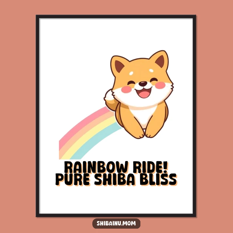 Free Printable Shiba Inu Wall Art: Rainbow Slide Smile Funny Downloadable