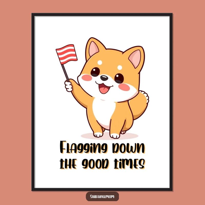 Free Printable Shiba Inu Wall Art: Waving Flag Decor, Funny Downloadable Art