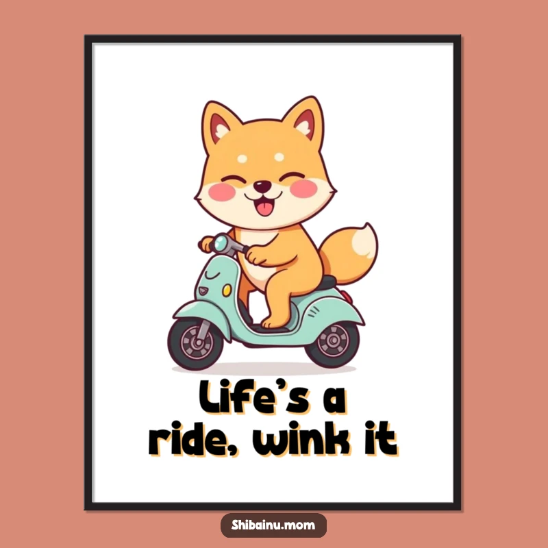 Free Printable Shiba Inu Wall Art: Winking Scooter Doggo Quirky Decor Downloadable