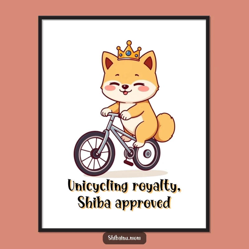 Free Printable Shiba Unicycle Wall Art: Funny Royal DIY Decor Downloadable