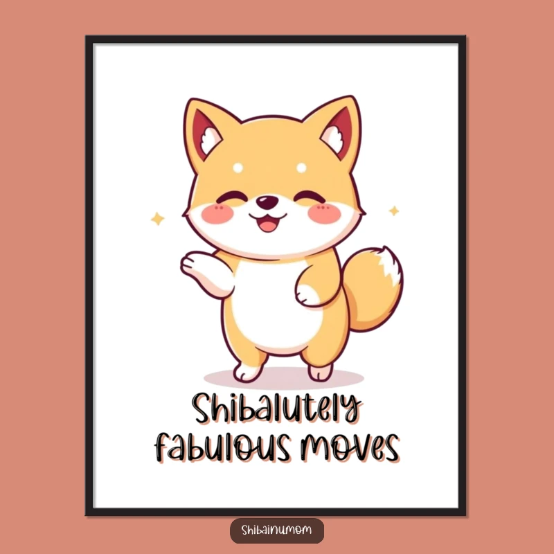 Free Printable Wall Art: Funny Dancing Kawaii Shiba Inu, Quirky Downloadable Decor
