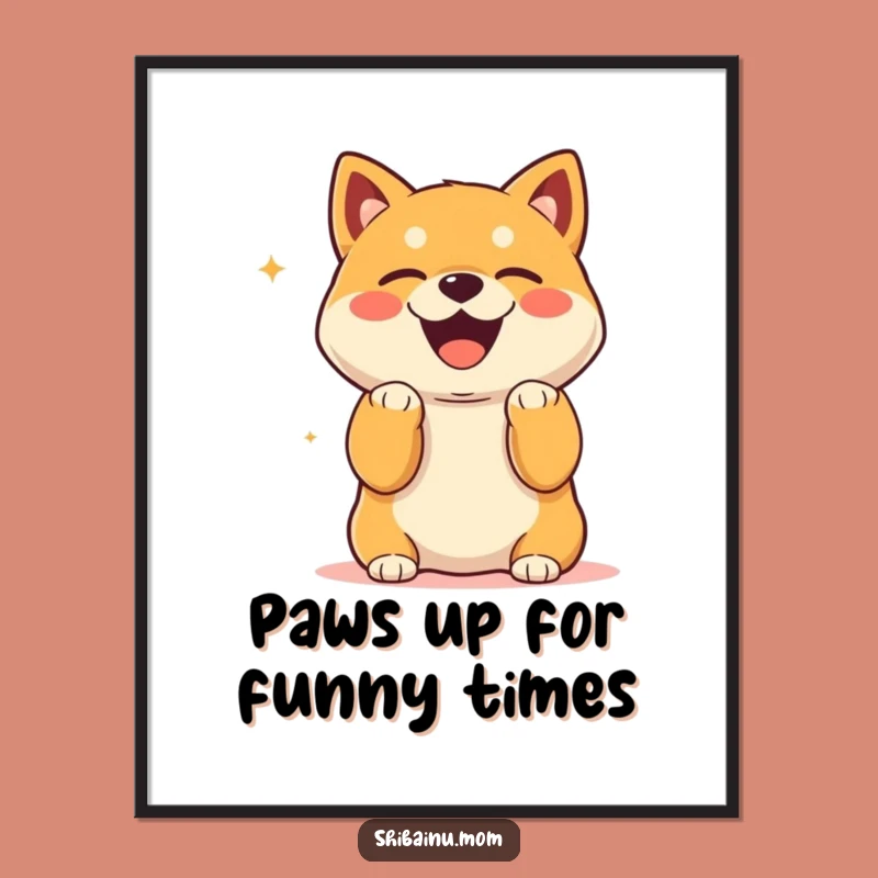 Free Printable Wall Art: Laughing Shiba Inu, Paws Up Fun, Adorable Decor Downloadable Art