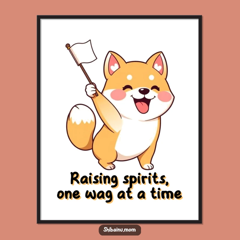 Free Printable Wall Art: Waving Shiba Inu, Funny Downloadable Decor