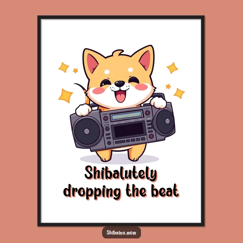 Funny Free Printable Wall Art Shiba Inu Boombox Downloadable Art Gift