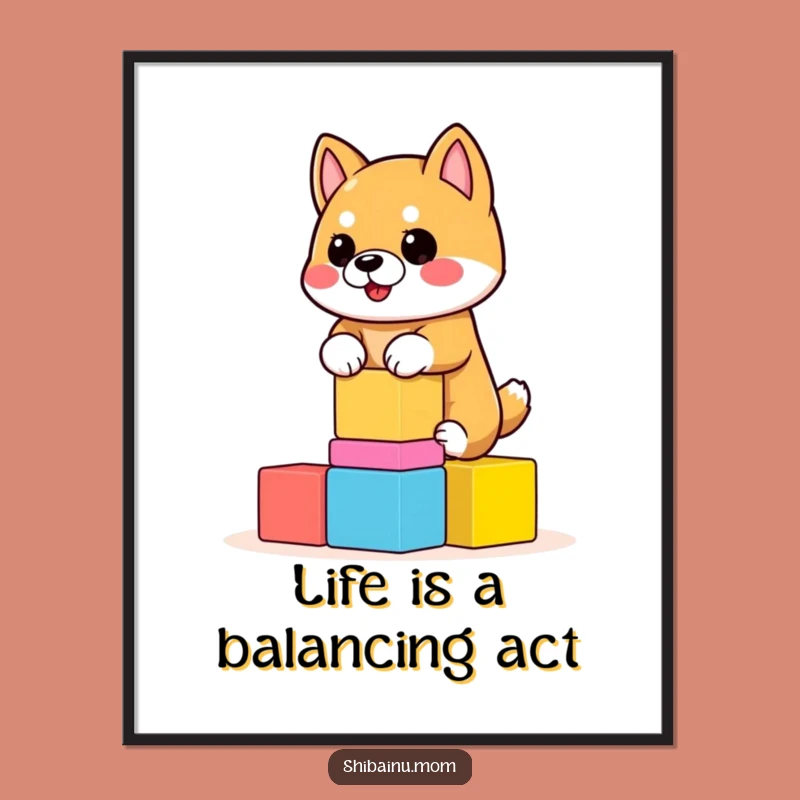 Funny Shiba Inu Wall Art Free Printable: Balancing Dog Decor