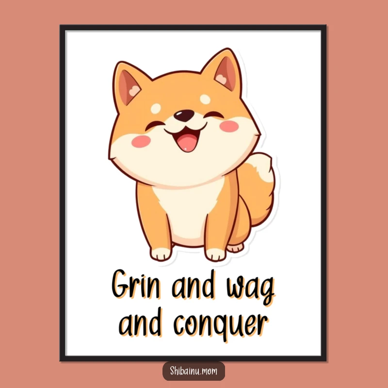 Free Printable Kawaii Shiba Inu Art: Silly Dog Poster, Playful Digital Download!