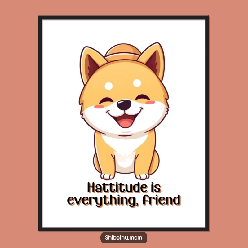 Free Printable Silly Shiba Inu Wall Art: Big Hat Grin Quirky Decor Downloadable