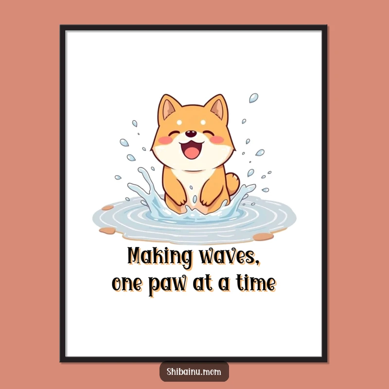 Free Printable Wall Art: Splashy Shiba Inu, Funny Downloadable Decor