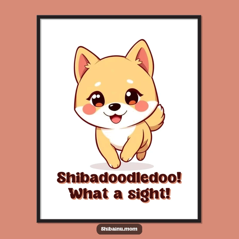 Free Printable Shiba Inu Wall Art: Winking Dog Tail Chase Funny Downloadable Art