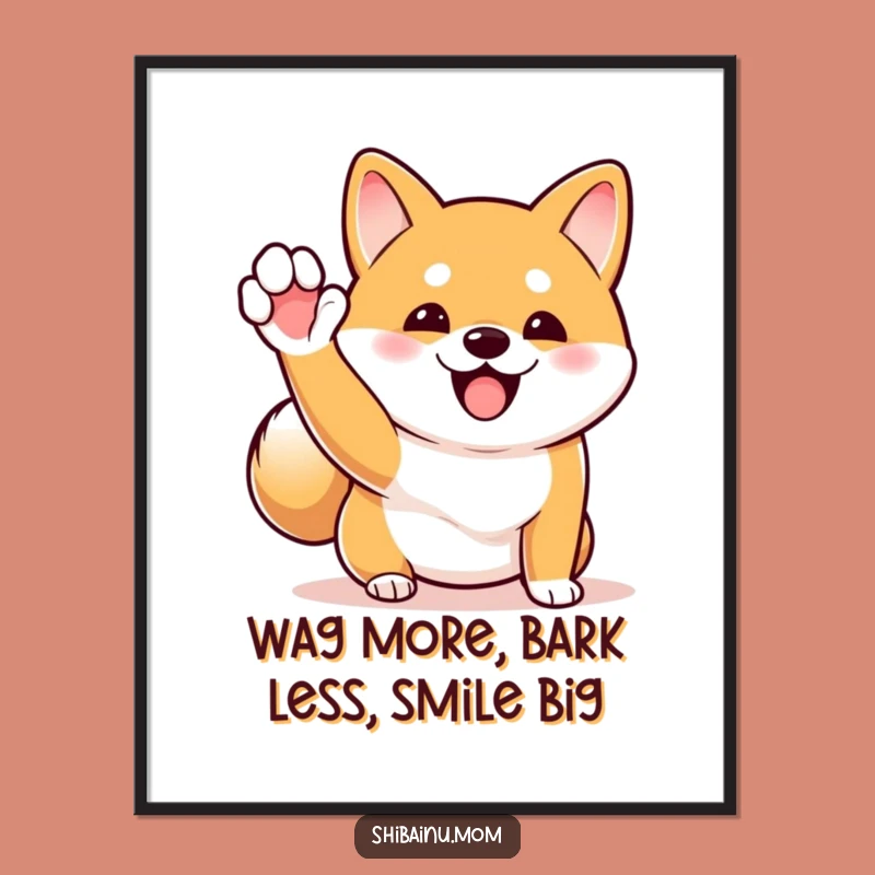 Funny Shiba Inu Wall Art: Free Printable Waving Dog, Downloadable Gift