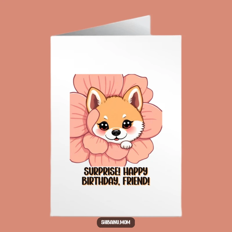 Free Printable Peek-a-Boo Shiba Birthday Card: Cute Dog Funny Downloadable Gift