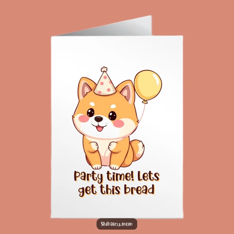 Free Printable Shiba Inu Birthday Card: Party Hat Dog Funny Downloadable Gift