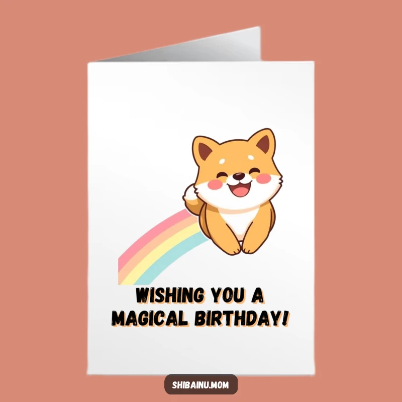 Free Printable Shiba Inu Birthday Card: Rainbow Slide Smile Funny Gift