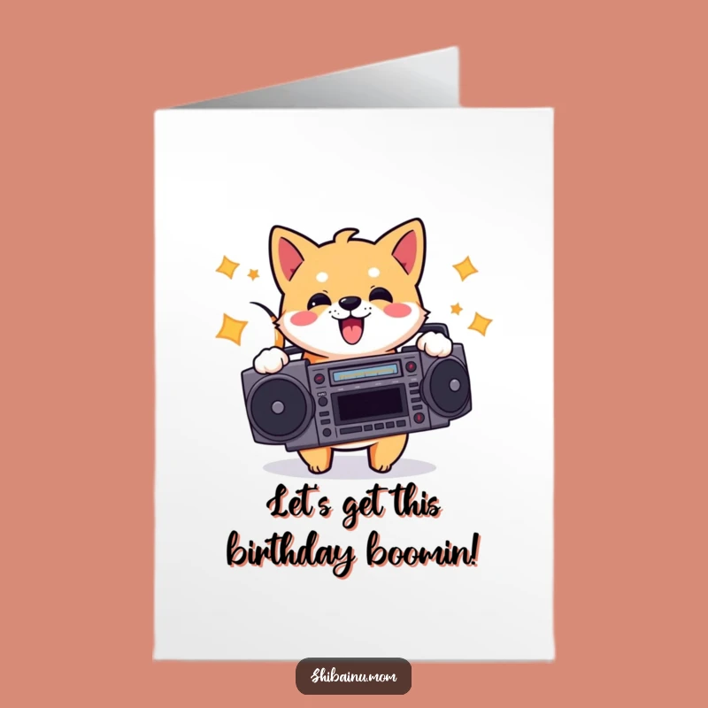Free Printable Shiba Inu Boombox Birthday Card Funny Downloadable Gift