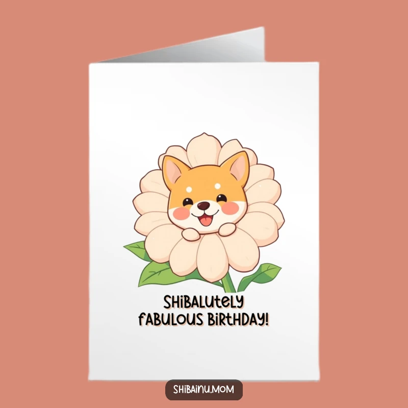 Free Printable Shiba Inu Flower Birthday Card: Funny Doggy DIY Downloadable Gift